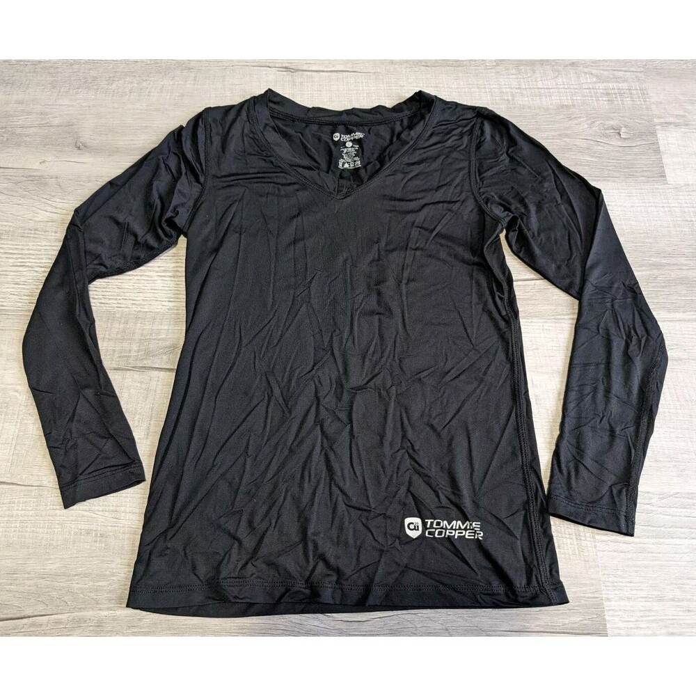 Tommie Copper Cu29 Long Sleeve Compression Women’s Sz Large Black V Neck